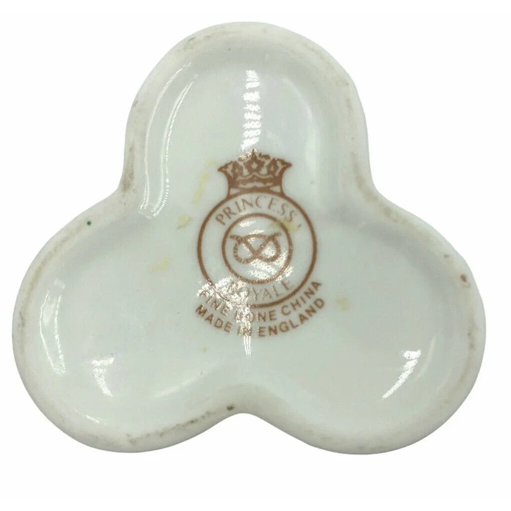 Princess Royale Fine Bone China England Cloverleaf Shaped Trinket Box Floral